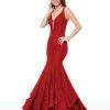 Clarisse - 5028 Beaded Lace Deep V-neck Mermaid Dress