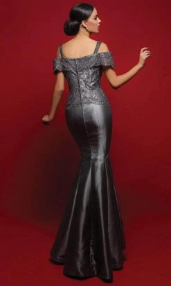Clarisse - Embellished Lace Bodice Mermaid Dress M6420 - 1 Pc Gray In Size 8 Available
