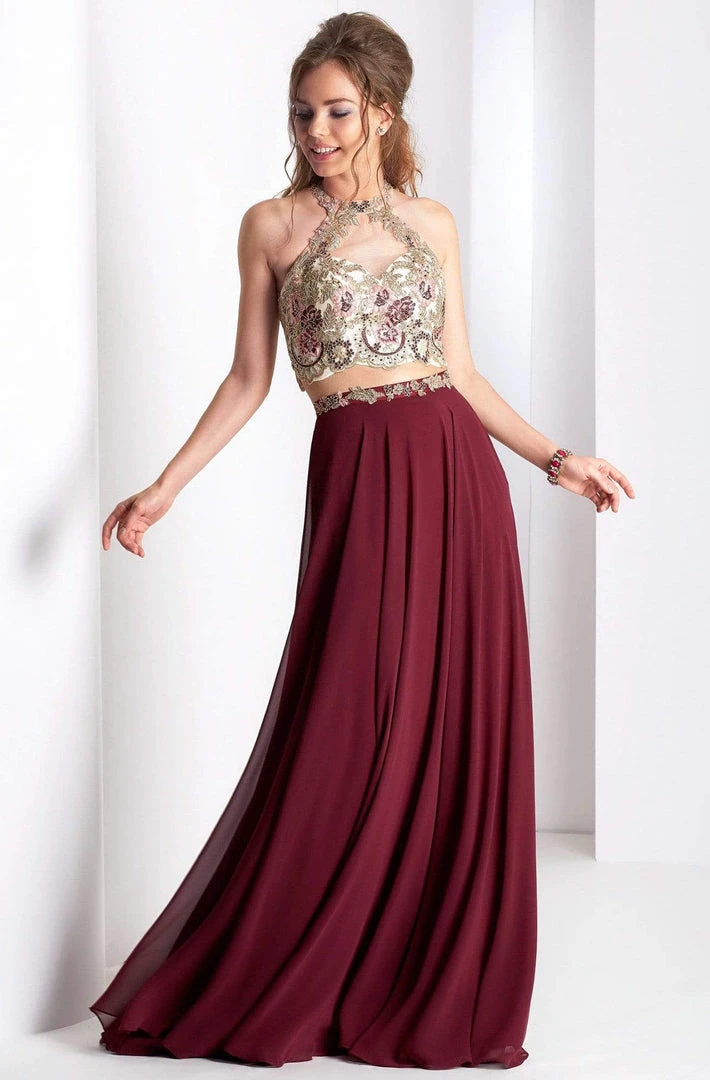 Clarisse Prom - 3529 Halter Metallic Lace Long Prom Dress Formal Gowns 3 Clarisse Prom - 3529 Halter Metallic Lace Long Prom Dress Formal Gowns