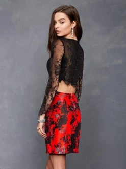 Clarisse - S4808 Two-Piece Long Sleeve Floral Print Sheath Dress Cocktail Dresses 5 Clarisse - S4808 Two-Piece Long Sleeve Floral Print Sheath Dress Cocktail Dresses