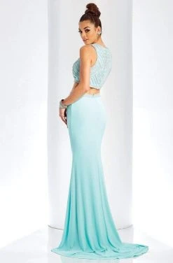 Formal Gowns Clarisse - Two-Piece Crystal Embellished Crop Top Long Sheath Gown 3438 - 1 Pc Seafoam In Size 2 Available 6 Formal Gowns Clarisse - Two-Piece Crystal Embellished Crop Top Long Sheath Gown 3438 - 1 Pc Seafoam In Size 2 Available