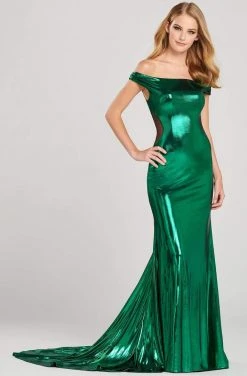 Colette For Mon Cheri - CL12002 Off-Shoulder Trumpet Dress With Train