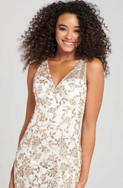 Formal Gowns Colette For Mon Cheri - CL12010 Sleeveless V-Neck Mermaid Dress