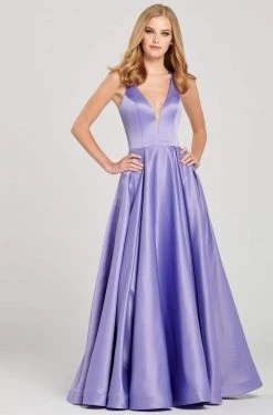 Colette For Mon Cheri - CL12026 Bow Accent Cutout Back Matte Satin Gown Formal Gowns