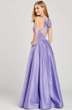 Colette For Mon Cheri - CL12026 Bow Accent Cutout Back Matte Satin Gown Formal Gowns