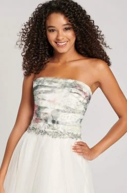 Colette For Mon Cheri - CL12070 Strapless Printed Tulle A-Line Gown
