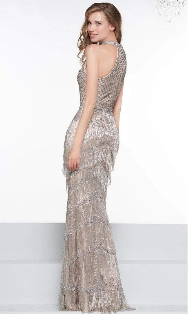 Colors Dress Formal Gowns Colors Couture - J074 Beaded Halter Fringe Sheath Dress 4 Colors Dress Formal Gowns Colors Couture - J074 Beaded Halter Fringe Sheath Dress