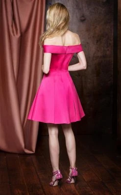 Cocktail Dresses Colors Dress - 1738 Off-Shoulder Pleated A-line Dress