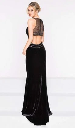 Formal Gowns Colors Dress - 2029 Halter Neck Velvet Trumpet Dress