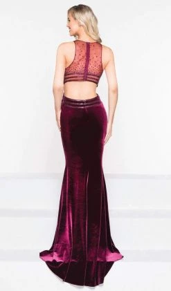 Formal Gowns Colors Dress - 2029 Halter Neck Velvet Trumpet Dress