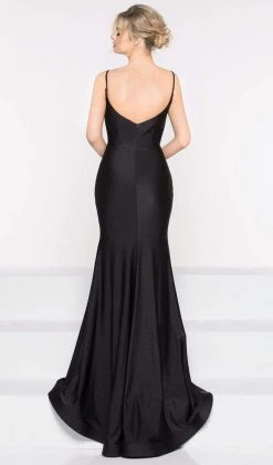 Colors Dress - 2032 Fitted Plunging Dress With Slit Formal Gowns