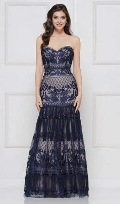 Formal Gowns Colors Dress - 2105 Two Tone Lace Sweetheart Trumpet Dress