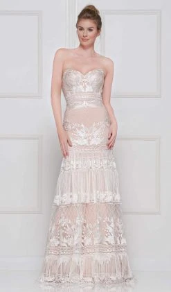 Formal Gowns Colors Dress - 2105 Two Tone Lace Sweetheart Trumpet Dress