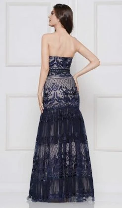 Formal Gowns Colors Dress - 2105 Two Tone Lace Sweetheart Trumpet Dress