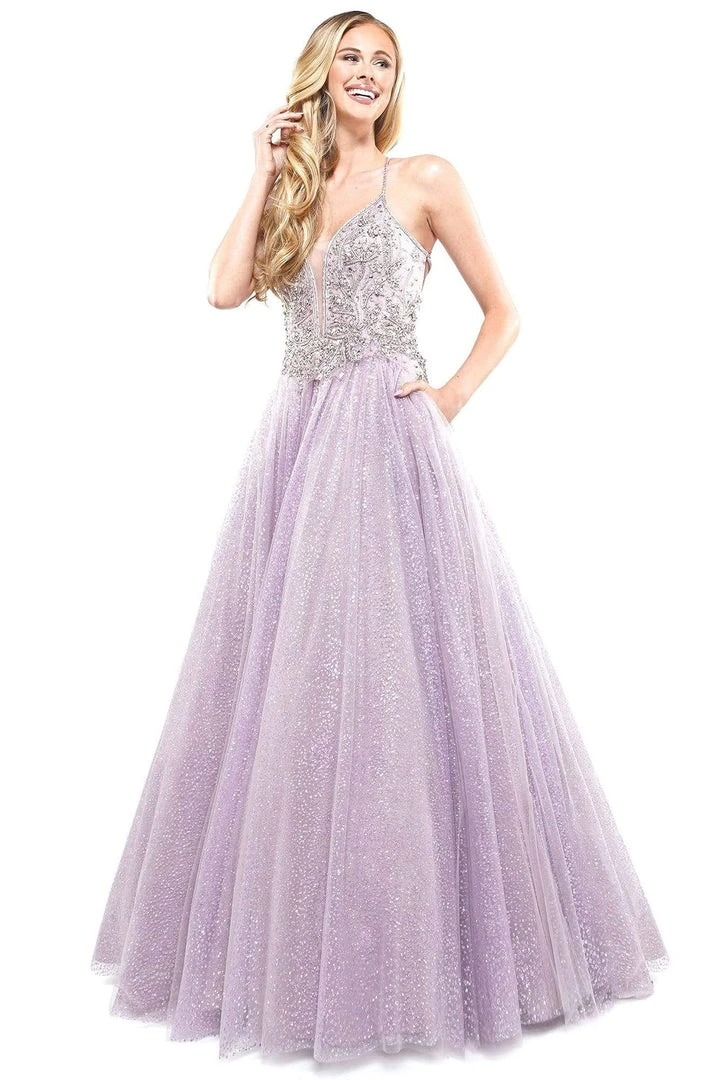 Formal Gowns Colors Dress - 2264 Plunging Crystal Motif Glitter Gown 3 Formal Gowns Colors Dress - 2264 Plunging Crystal Motif Glitter Gown