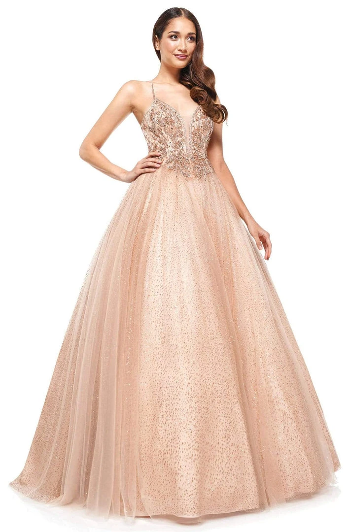 Formal Gowns Colors Dress - 2264 Plunging Crystal Motif Glitter Gown 7 Formal Gowns Colors Dress - 2264 Plunging Crystal Motif Glitter Gown