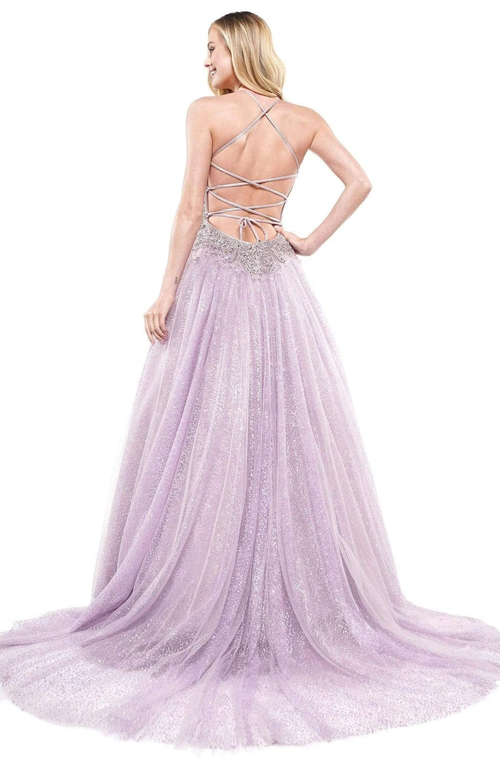 Formal Gowns Colors Dress - 2264 Plunging Crystal Motif Glitter Gown 4 Formal Gowns Colors Dress - 2264 Plunging Crystal Motif Glitter Gown