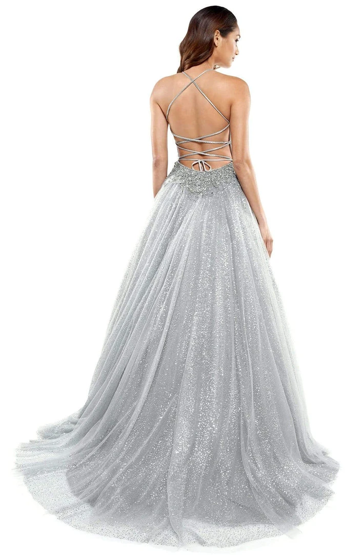 Formal Gowns Colors Dress - 2264 Plunging Crystal Motif Glitter Gown 6 Formal Gowns Colors Dress - 2264 Plunging Crystal Motif Glitter Gown