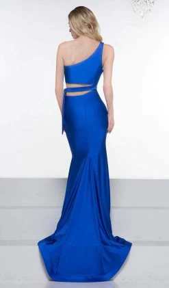 Colors Dress - Asymmetrical Exposed Midriff High Slit Gown 2137 - 2 Pc Royal In Size 2 And 4 Available