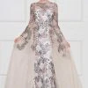 Formal Gowns Colors Dress - Lace Sheath Long Sleeve Gown With Overskirt 1830SL