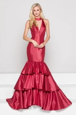 Colors Dress - Ruffled High Mermaid Dress 1882 - 2 Pcs Wine In Size 8 And 1 Pc Royal In Size 6 Available