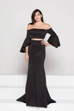 Colors Dress Two-Piece Off-Shoulder Flounce Gown 1928 Formal Gowns