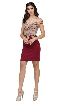 Dancing Queen - 2001 Lace Off Shoulder Sheath Cocktail Dress