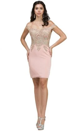 Dancing Queen - 2001 Lace Off Shoulder Sheath Cocktail Dress