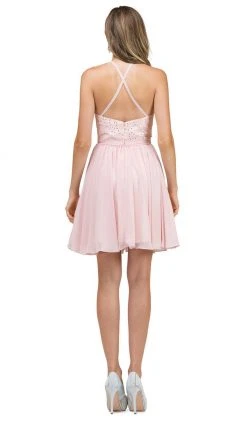 Cocktail Dresses Dancing Queen - 2010 Lace Illusion Halter A-Line Cocktail Dress