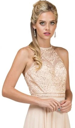 Dancing Queen - 2092 Embroidered Halter A-Line Evening Gown Formal Gowns 9 Dancing Queen - 2092 Embroidered Halter A-Line Evening Gown Formal Gowns