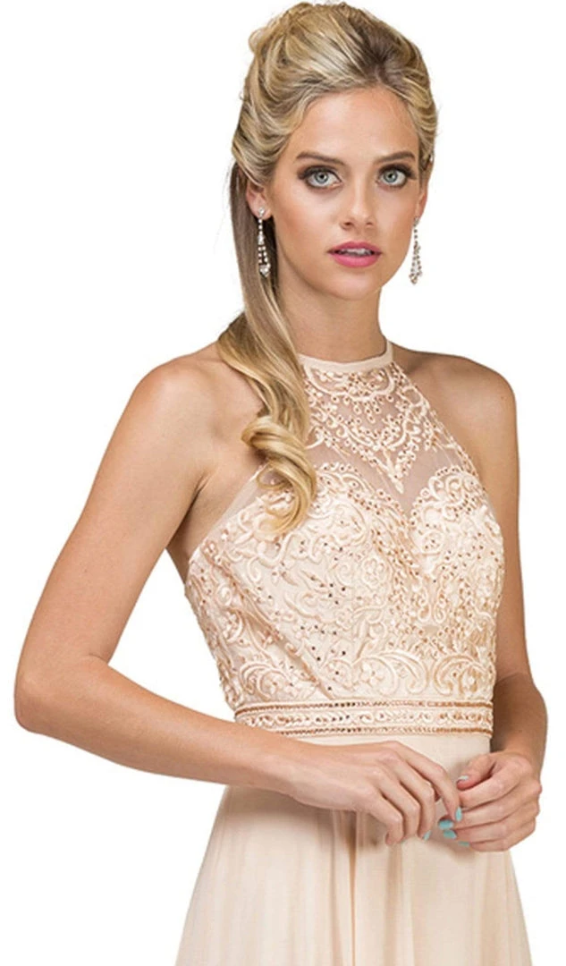 Dancing Queen - 2092 Embroidered Halter A-Line Evening Gown Formal Gowns 5 Dancing Queen - 2092 Embroidered Halter A-Line Evening Gown Formal Gowns