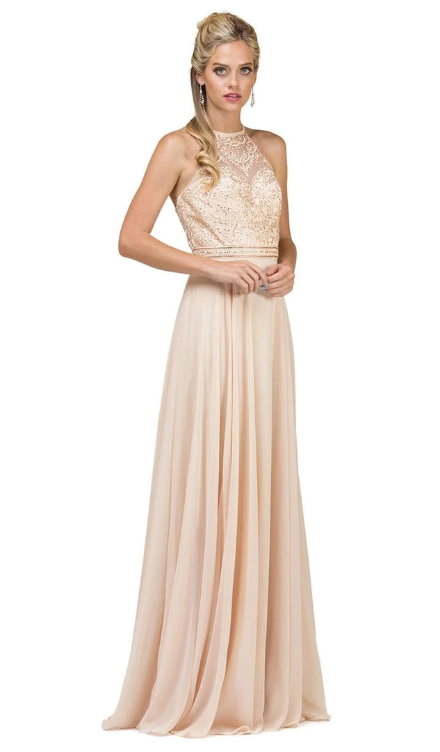 Dancing Queen - 2092 Embroidered Halter A-Line Evening Gown Formal Gowns 3 Dancing Queen - 2092 Embroidered Halter A-Line Evening Gown Formal Gowns
