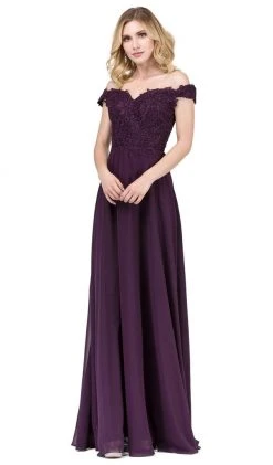 Dancing Queen - 2492 Off Shoulder Lace Applique Evening Dress Formal Gowns