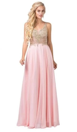 Formal Gowns Dancing Queen - 2494 Jewel Encrusted Bodice A-Line Chiffon Gown