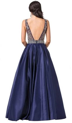 Dancing Queen - 2512 Intricate Beaded Ladder Banded Plunge Gown