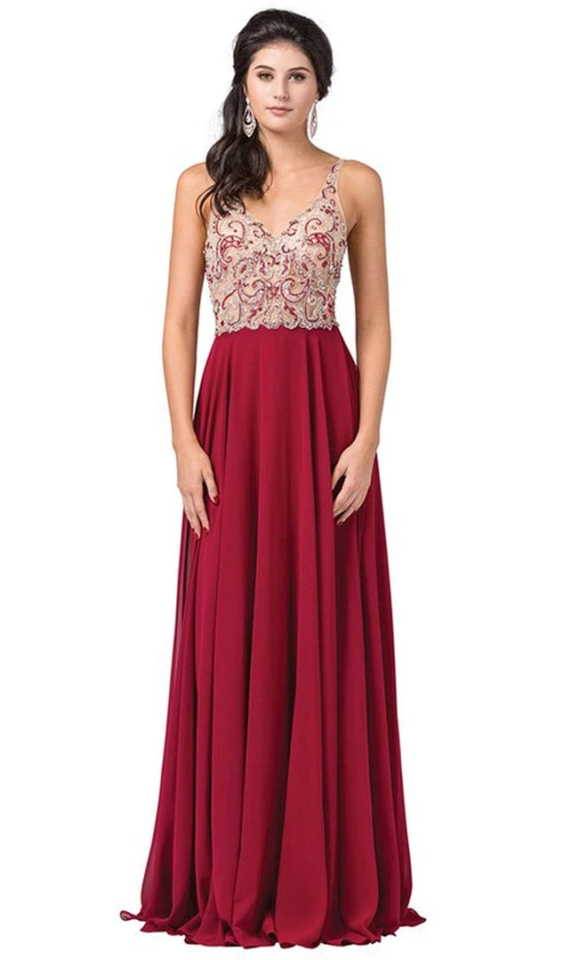 Dancing Queen - 2513 Beaded Embellished Illusion Bodice Chiffon Gown Formal Gowns 3 Dancing Queen - 2513 Beaded Embellished Illusion Bodice Chiffon Gown Formal Gowns