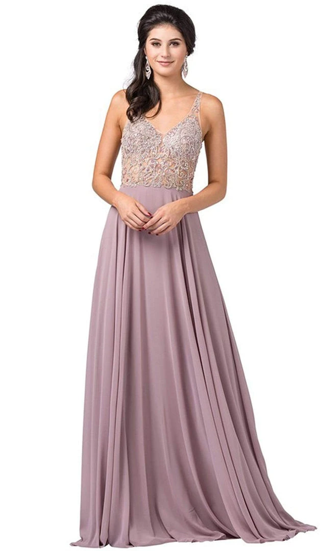 Dancing Queen - 2513 Beaded Embellished Illusion Bodice Chiffon Gown Formal Gowns 8 Dancing Queen - 2513 Beaded Embellished Illusion Bodice Chiffon Gown Formal Gowns