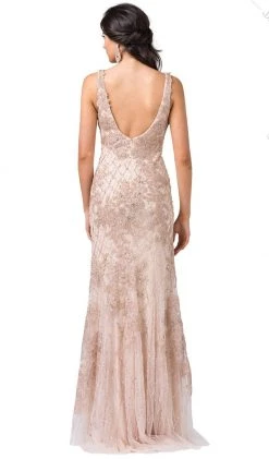 Dancing Queen - 2515 Deep V-Neck Beaded Trumpet Gown Formal Gowns