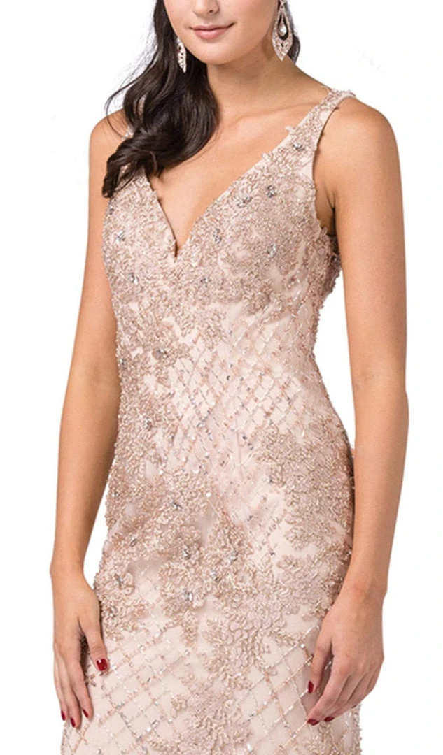 Dancing Queen - 2515 Deep V-Neck Beaded Trumpet Gown Formal Gowns 5 Dancing Queen - 2515 Deep V-Neck Beaded Trumpet Gown Formal Gowns