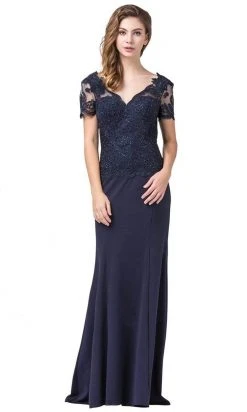 Formal Gowns Dancing Queen - 2535 Short Sleeve Jeweled Appliqued Illusion Gown 9 Formal Gowns Dancing Queen - 2535 Short Sleeve Jeweled Appliqued Illusion Gown