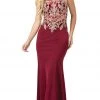 Dancing Queen - 2555 Embroidered Halter Long Trumpet Gown