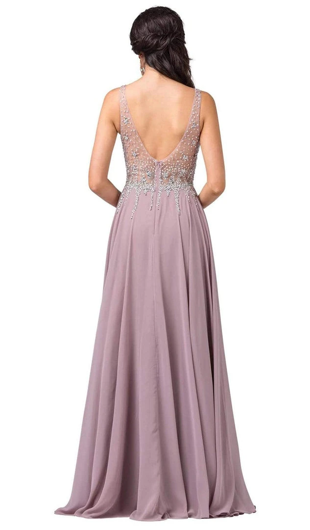 Dancing Queen - 2570 Jewel Ornate Illusion Bodice Chiffon Prom Dress 4 Dancing Queen - 2570 Jewel Ornate Illusion Bodice Chiffon Prom Dress