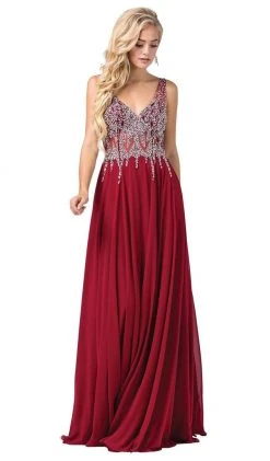 Dancing Queen - 2570 Jewel Ornate Illusion Bodice Chiffon Prom Dress 14 Dancing Queen - 2570 Jewel Ornate Illusion Bodice Chiffon Prom Dress