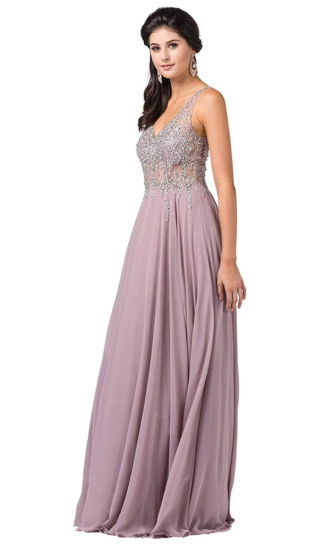 Dancing Queen - 2570 Jewel Ornate Illusion Bodice Chiffon Prom Dress 3 Dancing Queen - 2570 Jewel Ornate Illusion Bodice Chiffon Prom Dress