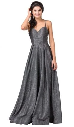Dancing Queen - 2611 Sweetheart Lace Up Back Metallic Jersey Gown