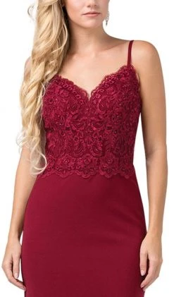 Dancing Queen - 2620 Lace V-neck Trumpet Dress Formal Gowns