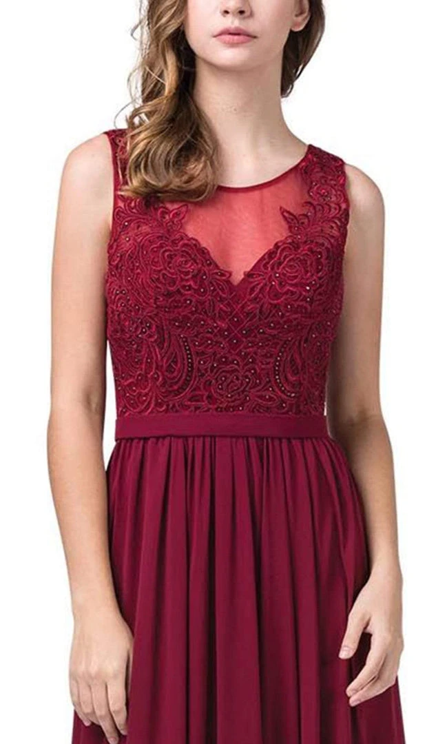 Dancing Queen - 2677 Illusion Neckline Beaded Lace Bodice Chiffon Gown Formal Gowns 6 Dancing Queen - 2677 Illusion Neckline Beaded Lace Bodice Chiffon Gown Formal Gowns