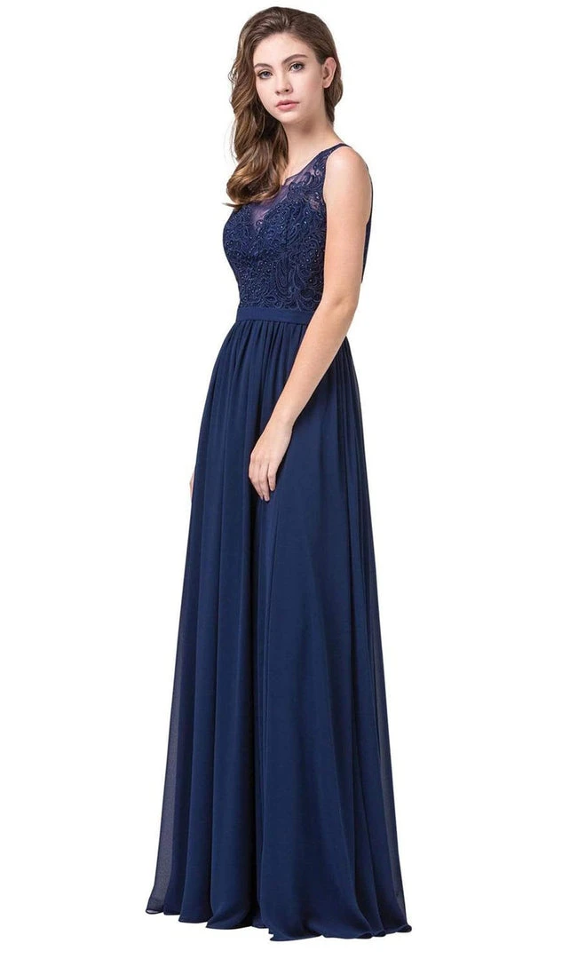 Dancing Queen - 2677 Illusion Neckline Beaded Lace Bodice Chiffon Gown Formal Gowns 8 Dancing Queen - 2677 Illusion Neckline Beaded Lace Bodice Chiffon Gown Formal Gowns