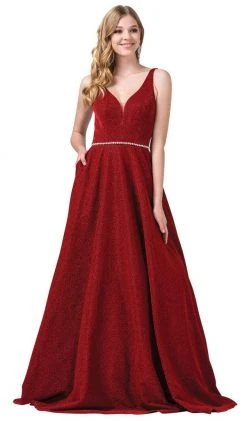 Dancing Queen - 2706 Deep V-neck A-line Gown 9 Dancing Queen - 2706 Deep V-neck A-line Gown