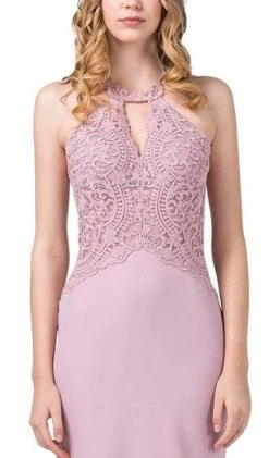 Dancing Queen - 2787 Embroidered Halter Trumpet Gown